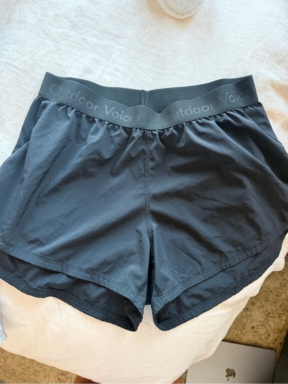 Outdoor Voices Black Women's Athletic Shorts with Logo Waistband